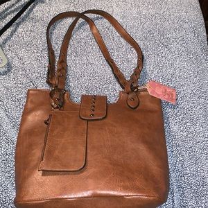 Brown leather shoulder bag